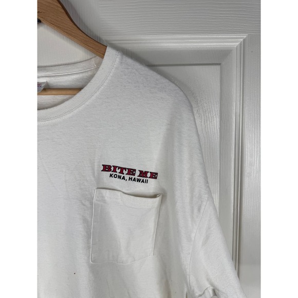 Vintage White Heavy Weight "Bite Me" T-Shirt Size XL - Picture 4 of 7